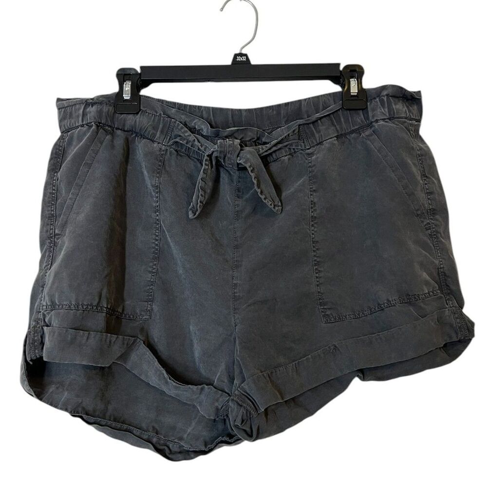 Aerie Grey Lyocell Shorts Womens Sz M Paper Bag Waist Soft Vacation
